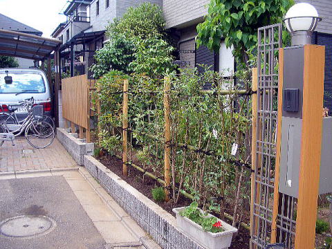 生垣　リフォーム　ブルーベリー　機能門柱